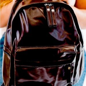 Brown leather backpack